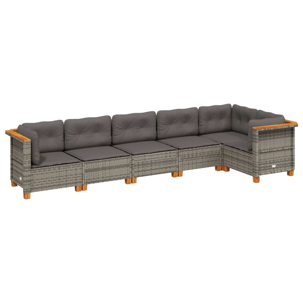 6 részes szürke polyrattan kerti ülőgarnitúra párnákkal (3261846)