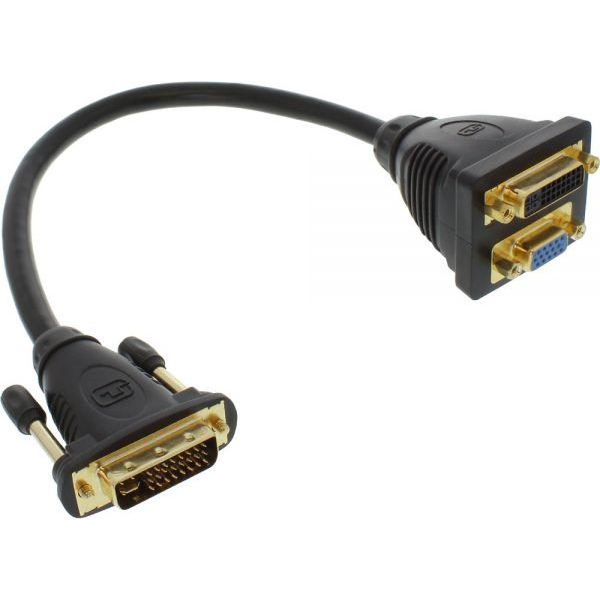InLine 17301 video átalakító kábel DVI-I DVI-I + VGA (D-Sub) Fekete (17301)