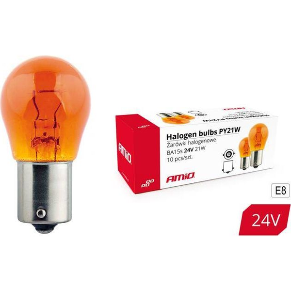  AMiO Żarówki halogenowe PY21W BA15s 24V 21W AMBER 10szt. (E8)