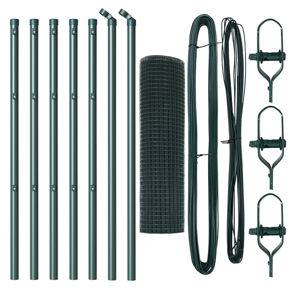 Kerítésoszlop Szett 2-es Csomag Zöld Fém 10 x 0.5 m Tartós
