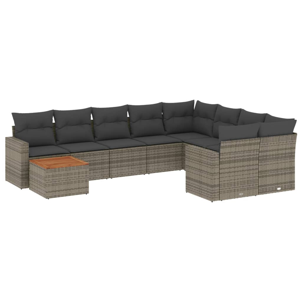 10 részes szürke polyrattan kerti ülőgarnitúra párnákkal (3256620)