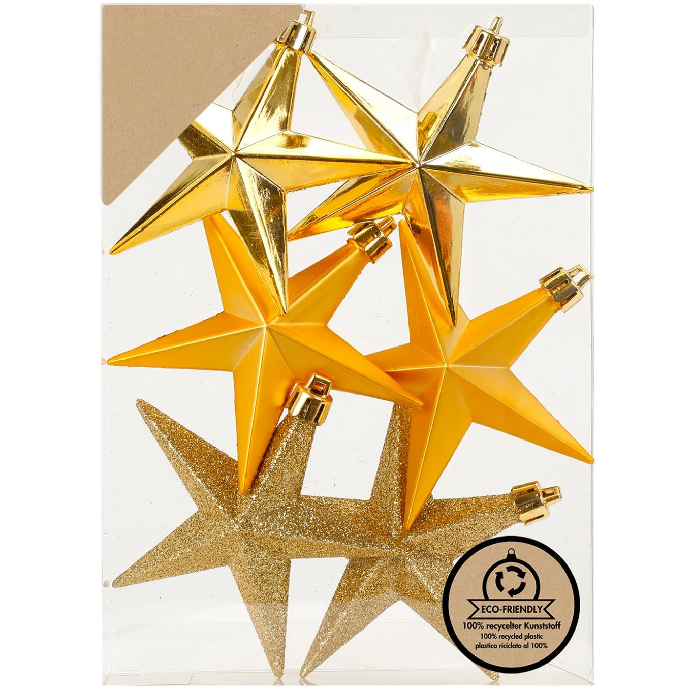 LAALU díszkészlet: vegyes arany csillagok 9 cm, 6 db (LAU-6138)