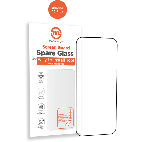 Резервно стъклено фолио за Mobile Origin Orange Screen Guard Резервен комплект, съвместим с iPhone 15 Plus Black
