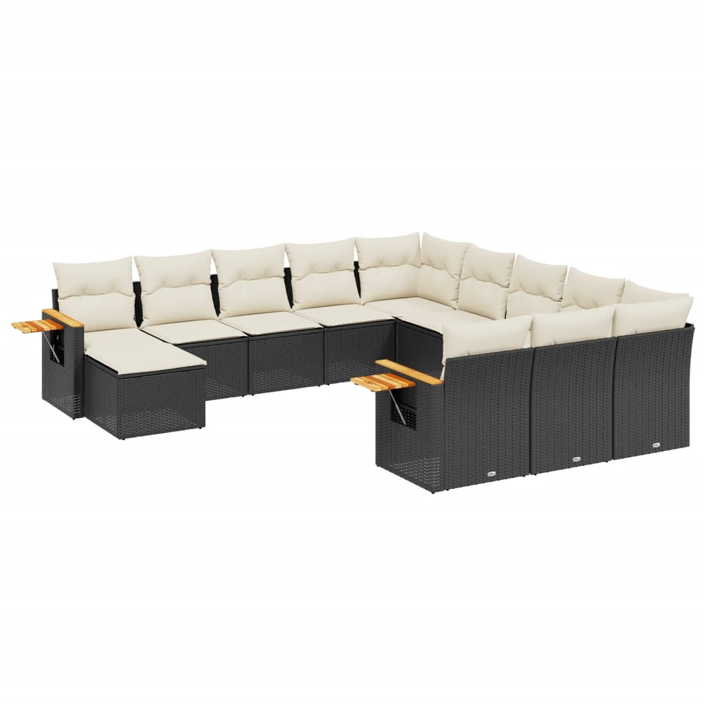 11 részes fekete polyrattan kerti ülőgarnitúra párnákkal (3259606)