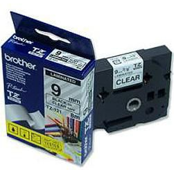 Brother Black on White Gloss Laminated Tape, 9mm етикетна лента TZ
