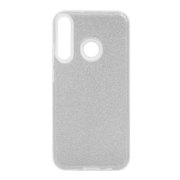 Szilikon telefonvédő (műanyag belső, csillogó hátlap) EZÜST [Huawei P40 Lite E / Y7p] (5996457952199)