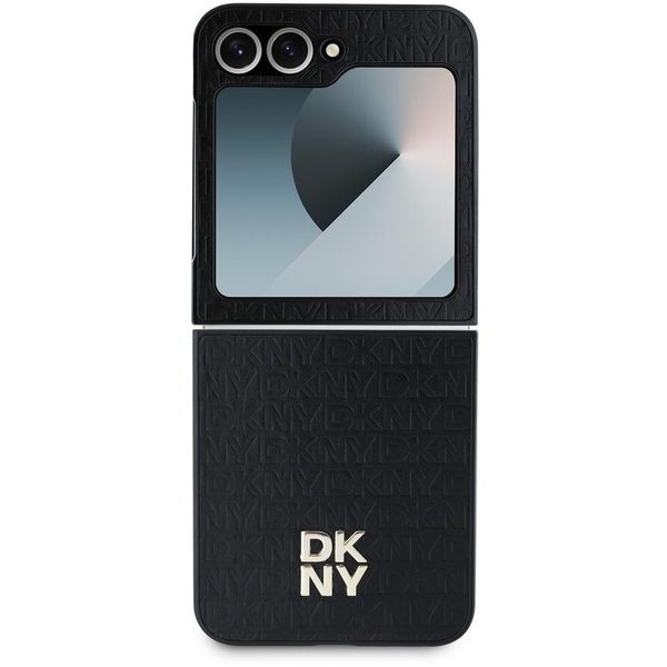 DKNY PU Leather Repeat Pattern Stack Logo Samsung Galaxy Z Flip6 Black tok