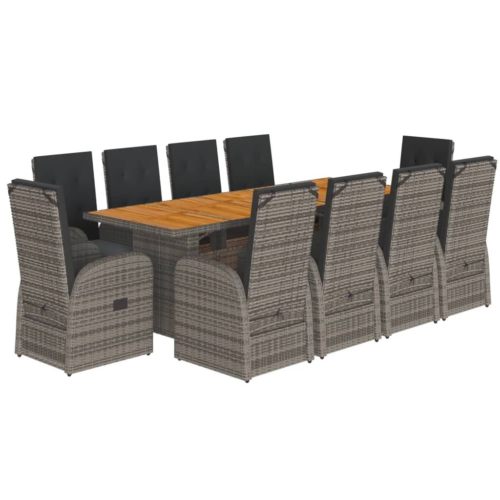 11 részes szürke polyrattan kerti ülőgarnitúra párnákkal (3277593)