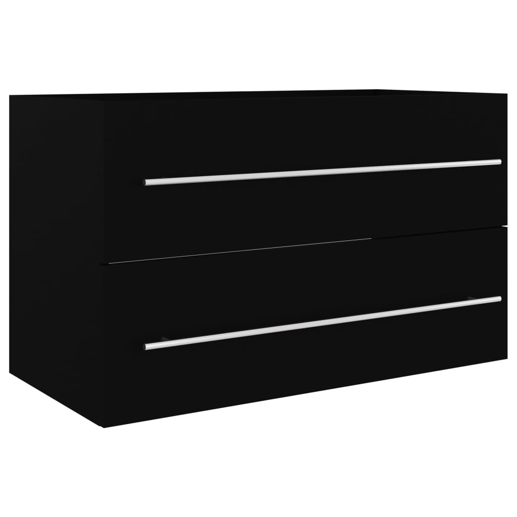 fekete szerelt fa mosdószekrény 80 x 38,5 x 48 cm (804702)