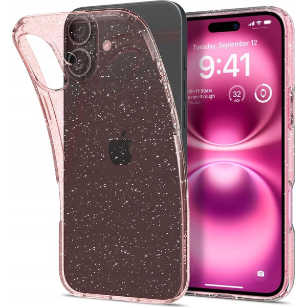 Carcasa Spigen Liquid Crystal compatibila cu iPhone 16 Glitter Rose