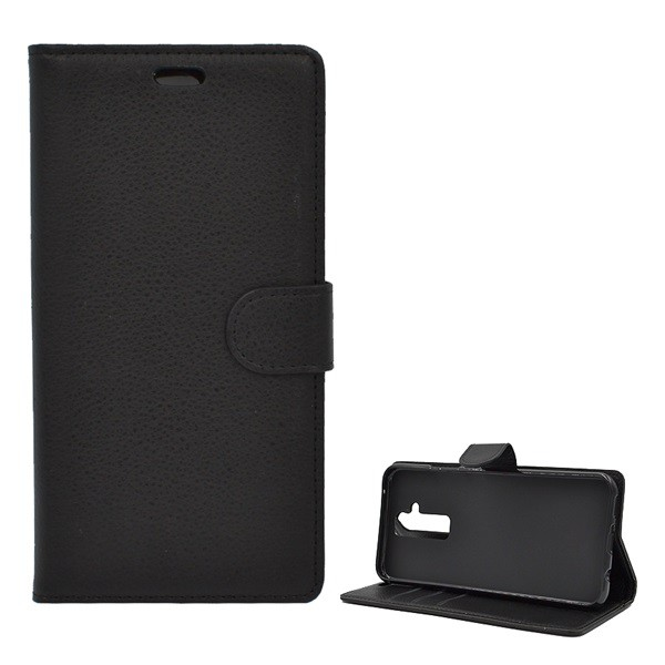 Tok álló, bőr hatású (FLIP, oldalra nyíló, asztali tartó funkció, prémium) FEKETE [Huawei Mate 20 Lite] (5996457816118)