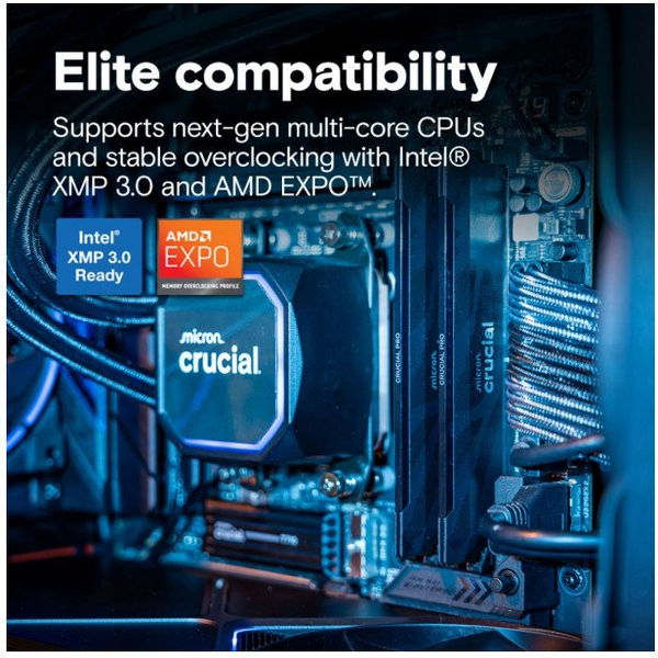Crucial Pro OC 16GB DDR5-6400 CL32 UDIMM fekete