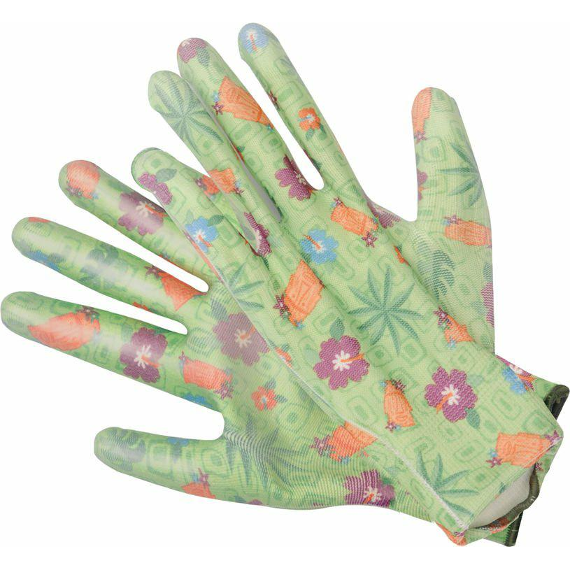FLO Kerti kesztyű zöld virágokkal 9-es méret (74134)