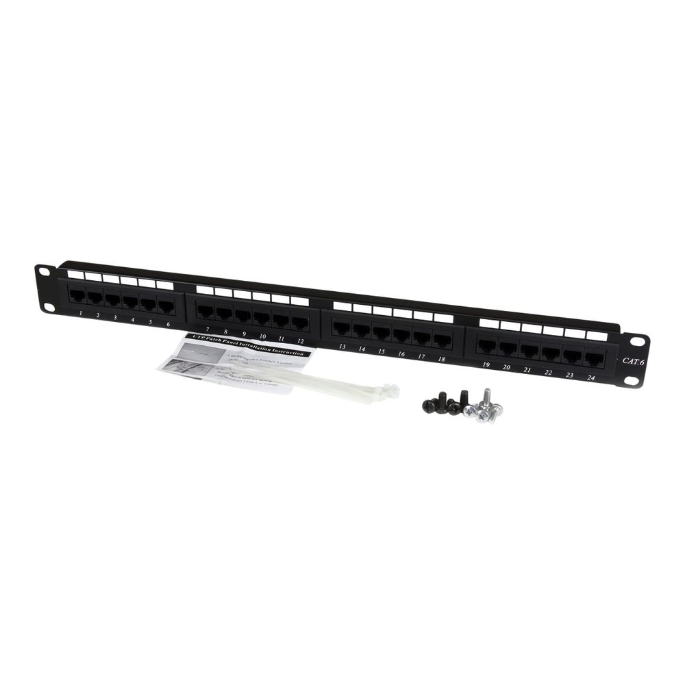 StarTech.com 24 Port 1U Rackmount Cat 6 110 Patch Panel - 24 port Network Patch Panel - RJ45 Ethernet 110 type Rack Mount Patch Panel 1U (C6PANEL24) - patch panel - 1U (C6PANEL24)