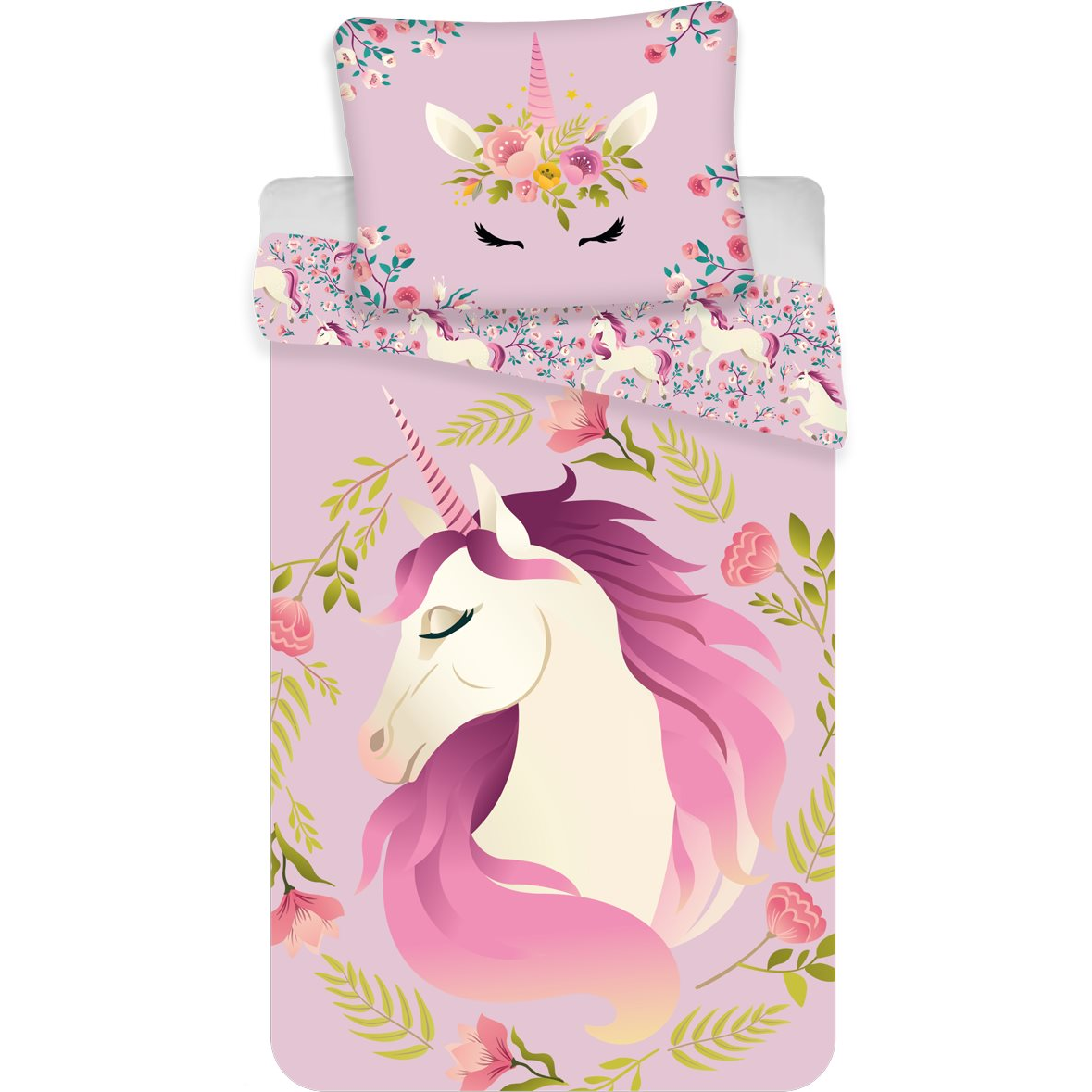 Jerry Fabrics ágynemű huzat- Unicorn / egyszarvú flowers (8592753024577)