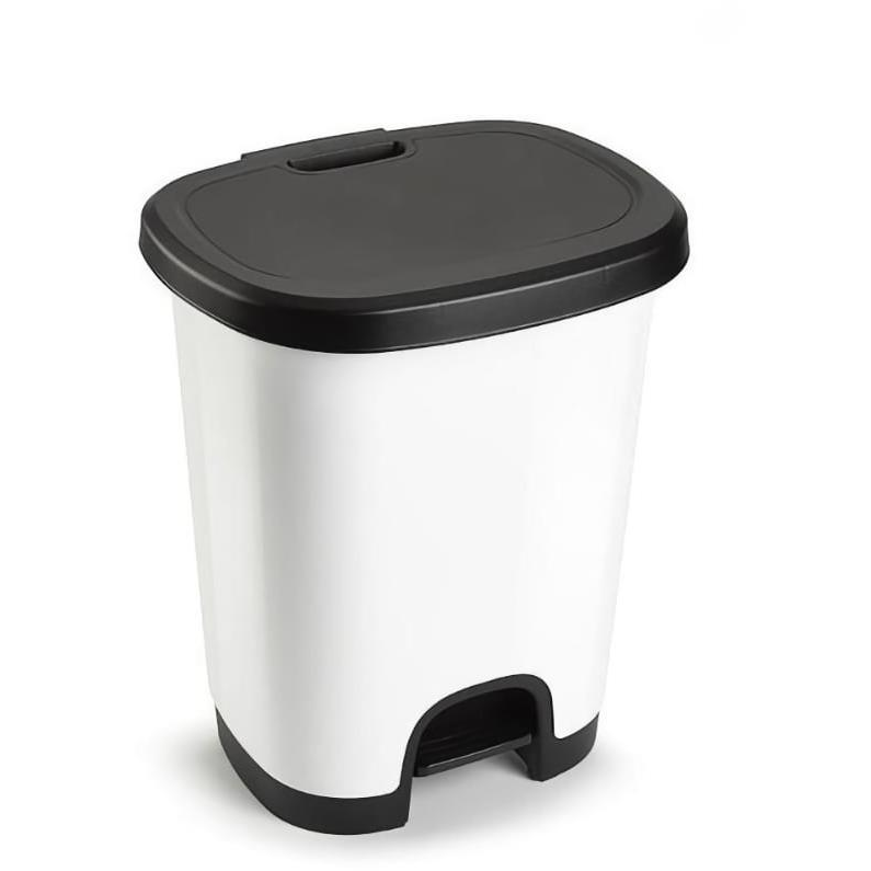 Plastic Forte Color szeméttároló, fekete-fehér, betét nélkül pedállal, 27 l (135300184)