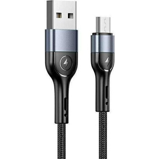 USAMS PLETENICA KABEL U55 2A MICRO USB 1M ZA TELEFON ČRNO ČRNA
