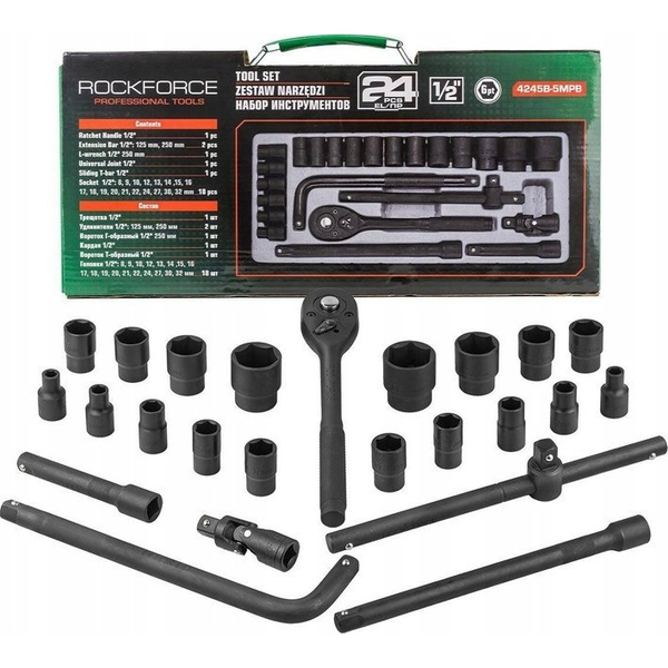 Sourcing ROCKFORCE IMPACT WRENCH SET 24 pcs. 1/2" 6 ANGLE (8-32mm)