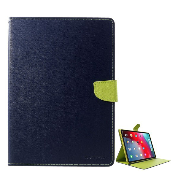 MERCURY Goospery Fancy tok álló, bőr hatású (FLIP, oldalra nyíló, asztali tartó funkció, textil minta) SÖTÉTKÉK [Apple IPAD Pro 11 (2018)] (5996457841554)