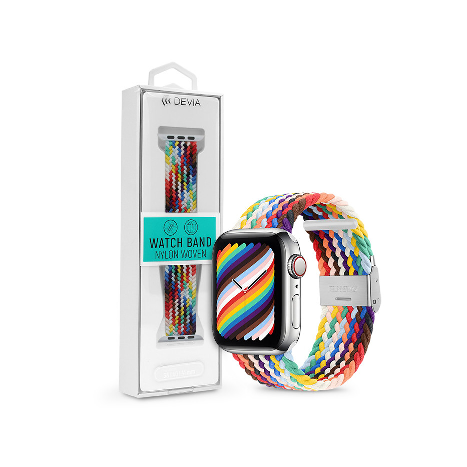 Apple Watch fonott szövet sport szíj - Devia Nylon Woven Deluxe Series Sport4 Watch Loop - 42/44/45/49 mm - rainbow (ST381744)