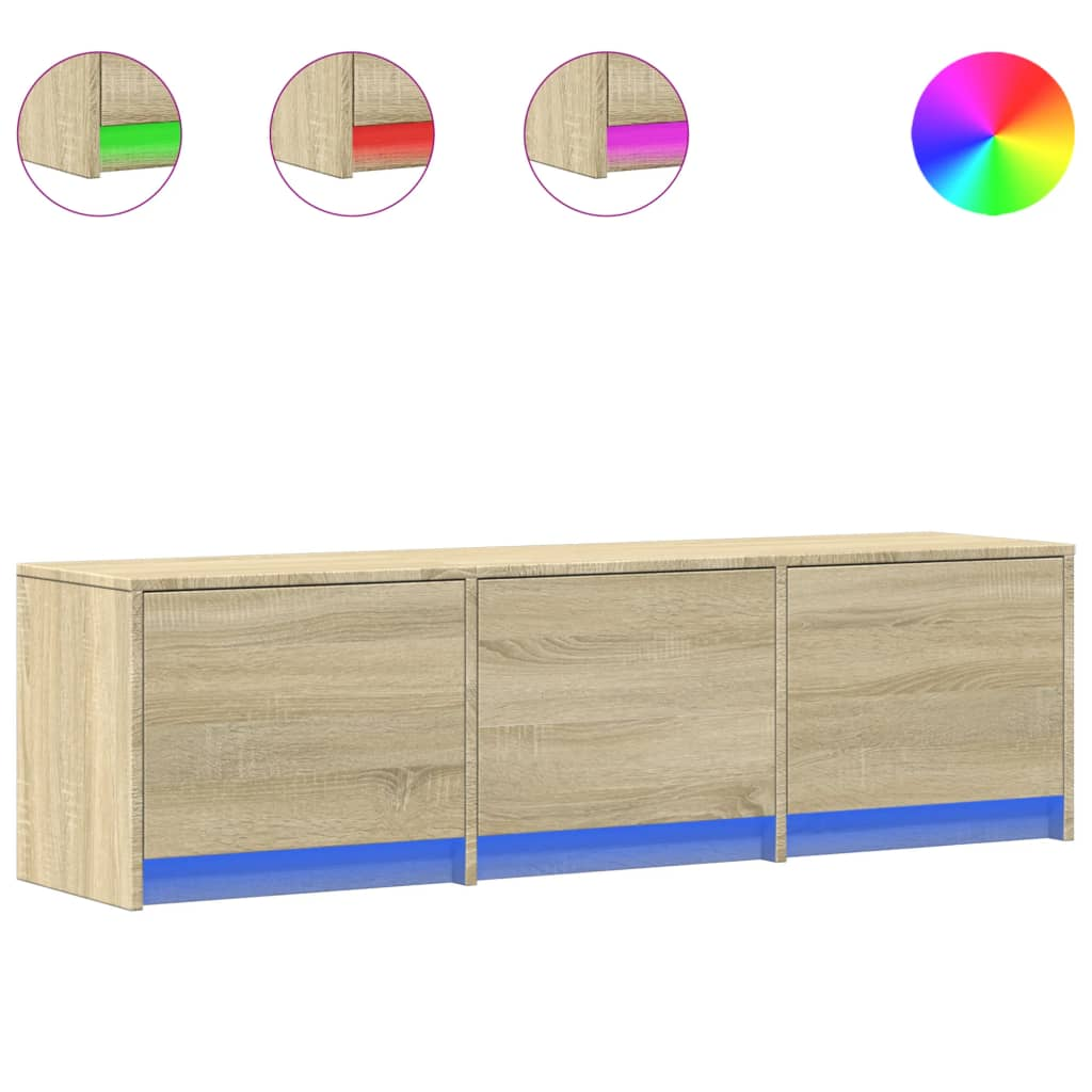 sonoma tölgy színű szerelt fa LED-es TV-szekrény 140x34x40 cm (852245)