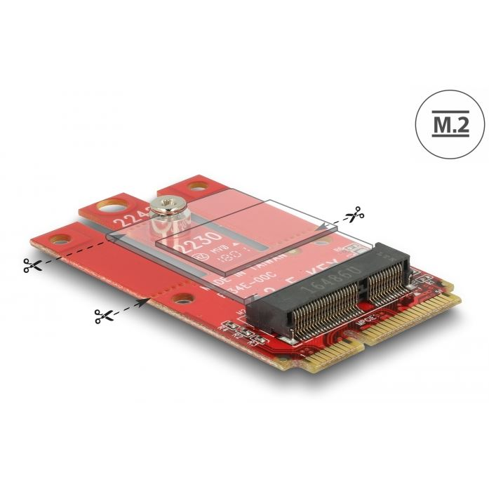 Delock Mini PCIe adapter -> M.2 aljzat E nyílással (63909) (d63909)