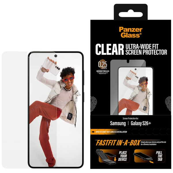 PanzerGlass ® Screen Protector Samsung New Galaxy S 2026 Plus | Ultra-Wide Fit w. FASTFIT IN-A-BOX Klar skærmbeskytter 1 stk