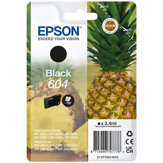 Epson 604 blækpatron 1 stk Original Standard udbytte Sort