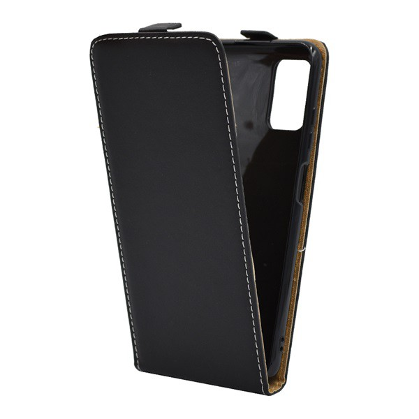 Tok álló, bőr hatású (FLIP, lefelé nyíló) FEKETE [Samsung Galaxy A03s (SM-A037F)] (5996591109411)
