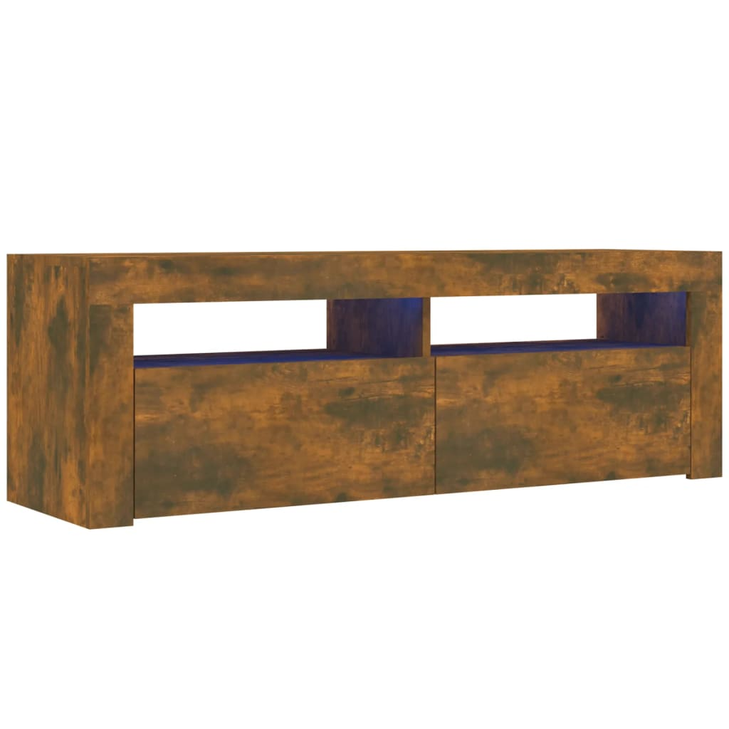 füstös tölgyszínű TV-szekrény LED-világítással 120 x 35 x 40 cm (815687)