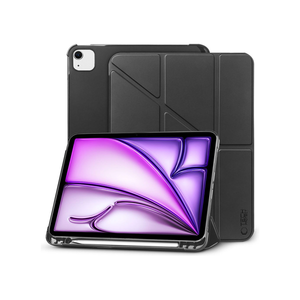 Apple iPad Air 13 (2024) tablet tok (SmartCase) on/off funkcióval, Apple Pencil tartóval - Tech-Protect Origami - fekete (ECO csomagolás)