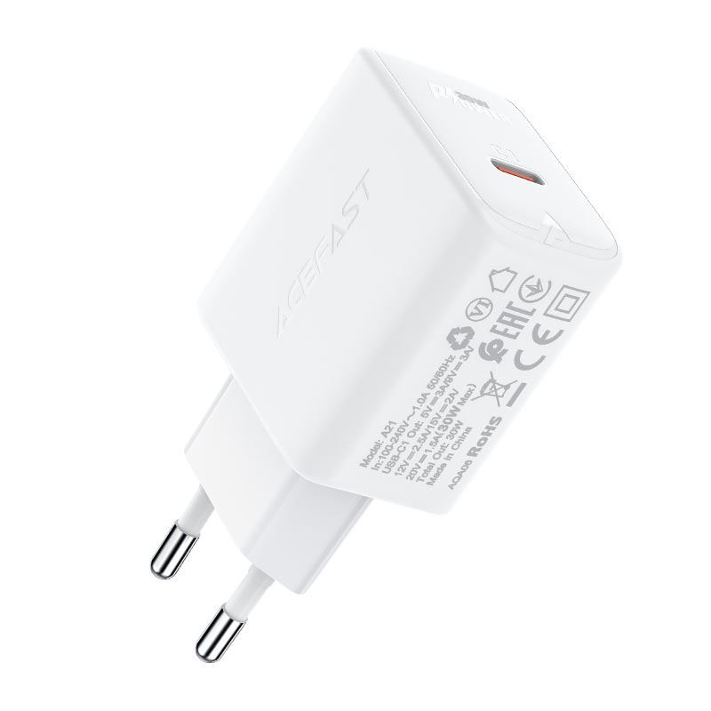 ACEFAST A21 hálózati töltő 1xUSB-C, PD30W fehér (A21 white)