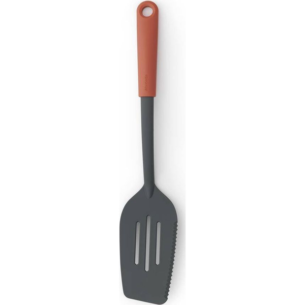 Brabantia Tasty+ Cook & Serve spatula, egyik oldali vágóéllel, beépített serpenyőtartóval, akasztóval, hőálló, műanyag, terrakotta rózsaszín - 122804