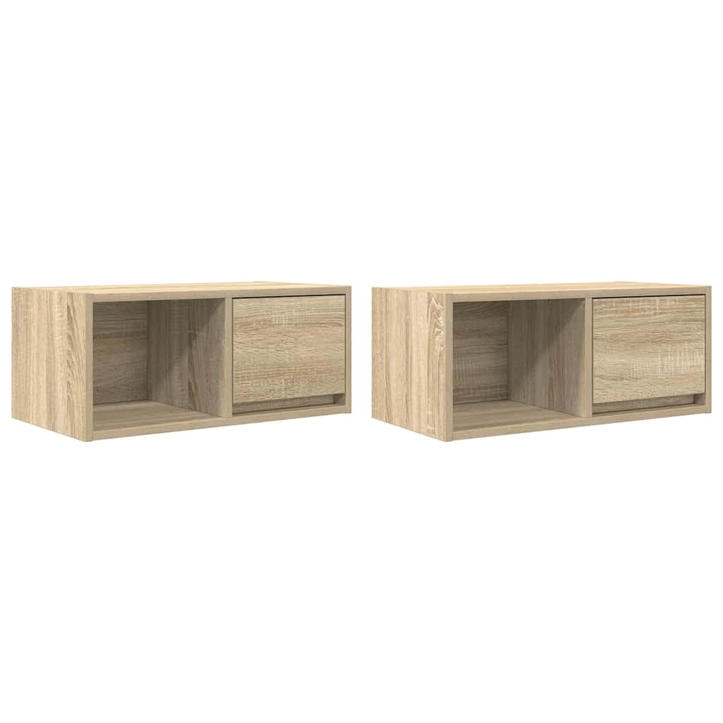 2 db sonoma tölgy színű szerelt fa TV-szekrény 60x31x25,5 cm (861441)