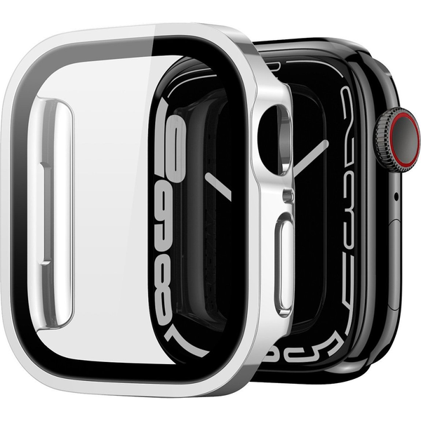 Dux Ducis HAMO műanyag keret (ütésállóság, fém hatás + kijelzővédő) EZÜST Apple Watch Series 9 45mm / Watch Series 8 45mm / Watch Series 7 45mm (GP-140467)