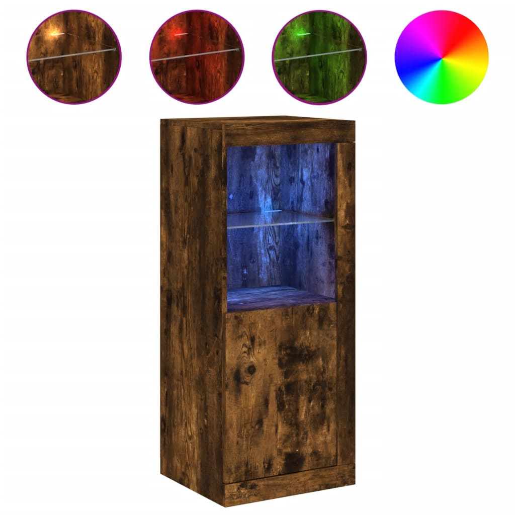 füstös tölgy színű tálalószekrény LED-ekkel 41 x 37 x 100 cm (836648)