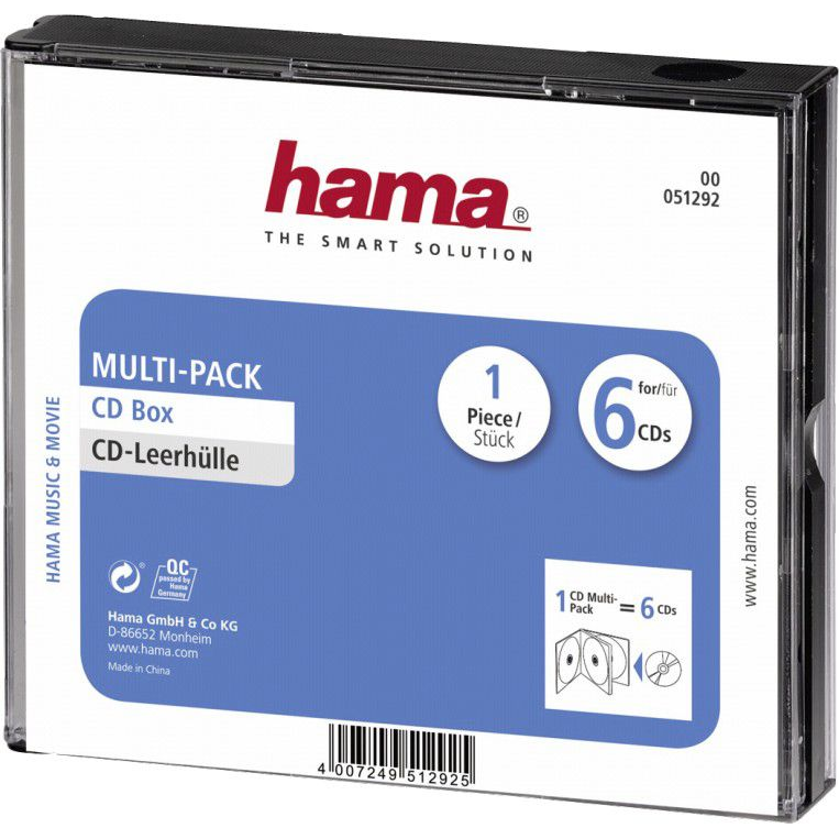 Hama CD tok 6 CD/DVD/Blu-ray Polisztirol Fekete 1 db (Sz x Ma x Mé) 142 x 125 x 24 mm 00051292 (00051292)