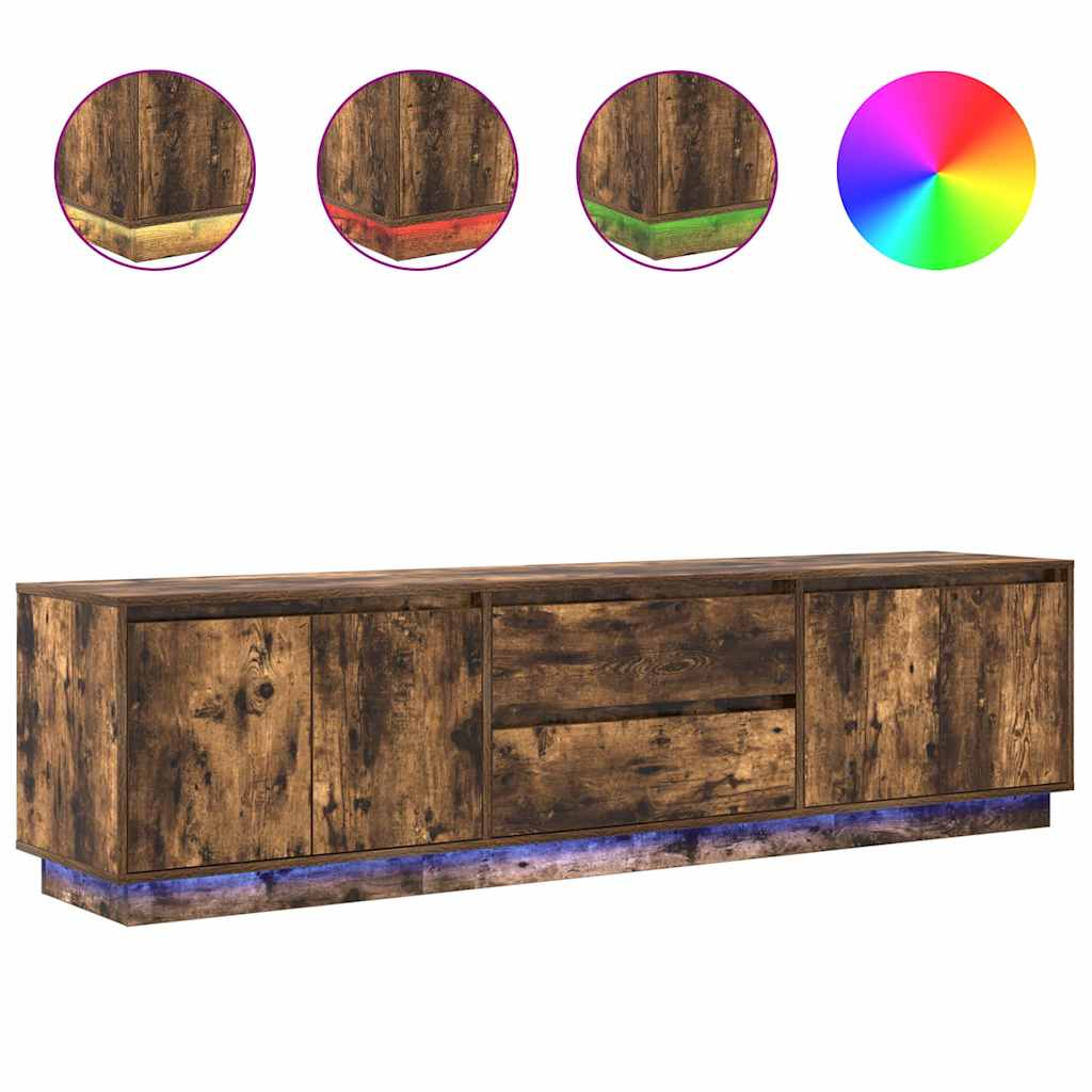 füstös tölgyszínű TV-szekrény LED-világítással 193,5x41x50 cm (3328439)