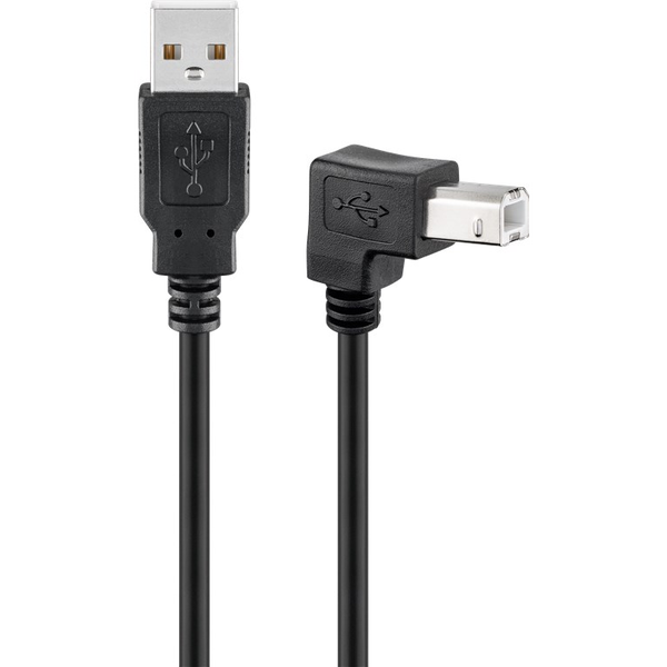 Goobay 68733 USB-A apa - USB-B apa 90°-os Nyomtató kábel - Fekete (3m)