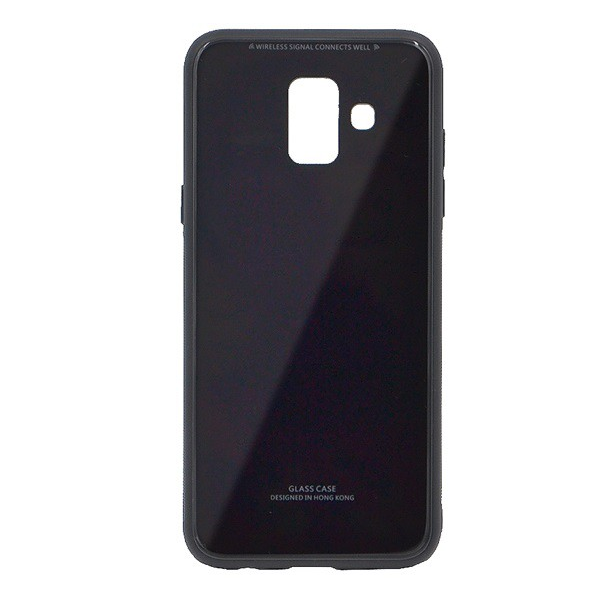 Műanyag telefonvédő (közepesen ütésálló, üveg hátlap) FEKETE [Samsung Galaxy A6 (2018) SM-A600F] (5996457787531)