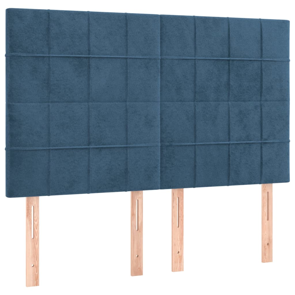 4 db sötétkék bársony fejtámla 72 x 5 x 78/88 cm (3116384)