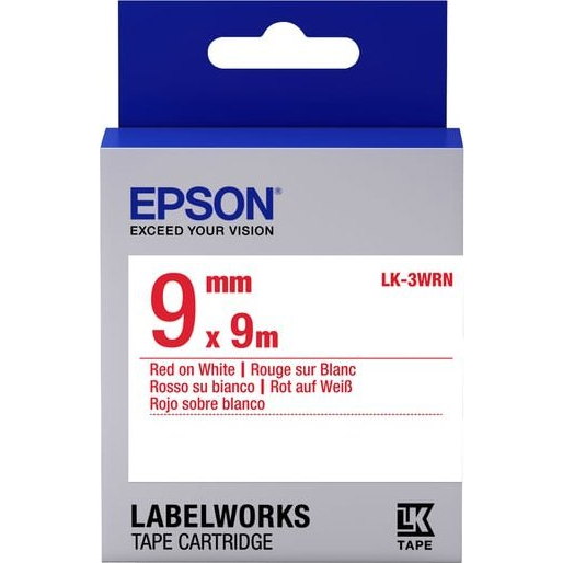 Epson LK-3WRN етикетна лента Червено на бял фон