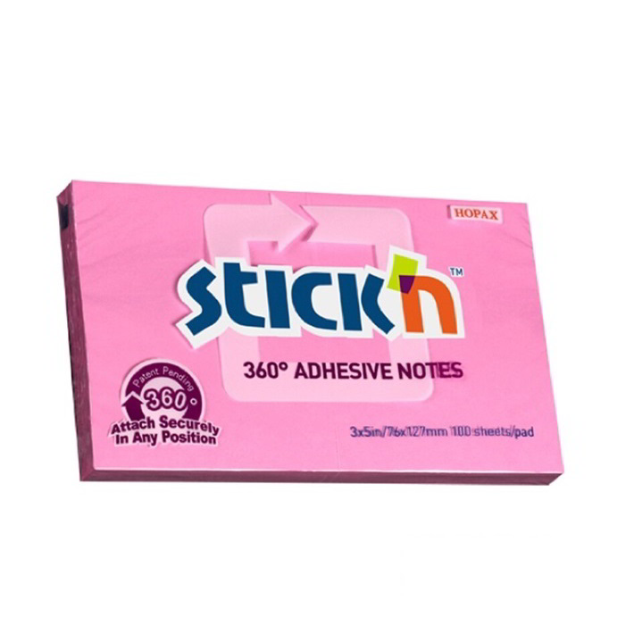 StickN 360° 76x127mm jegyzettömb - Pink (100 lap / tömb) (21558)