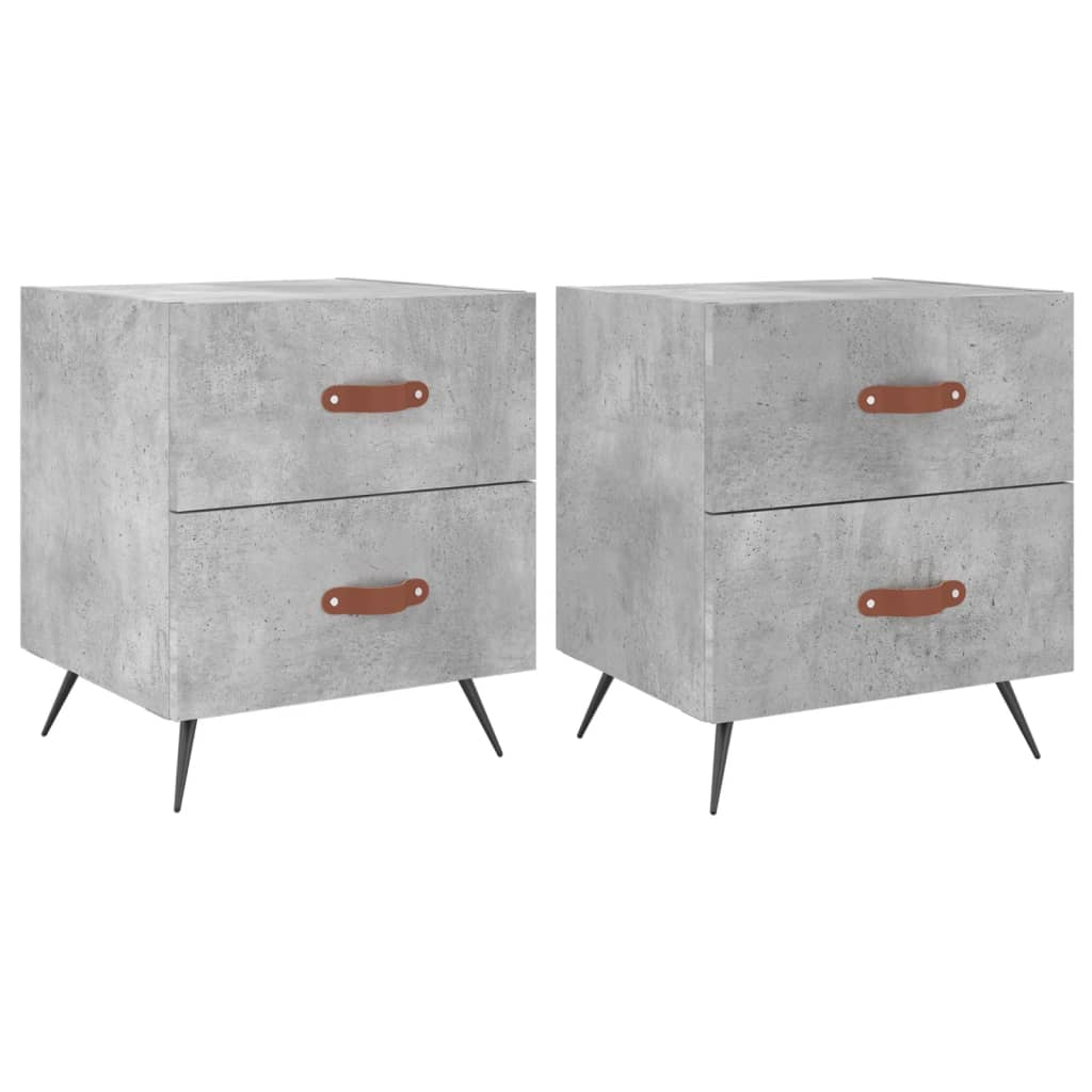 2 db betonszürke szerelt fa éjjeliszekrény 40 x 35 x 47,5 cm (827253)