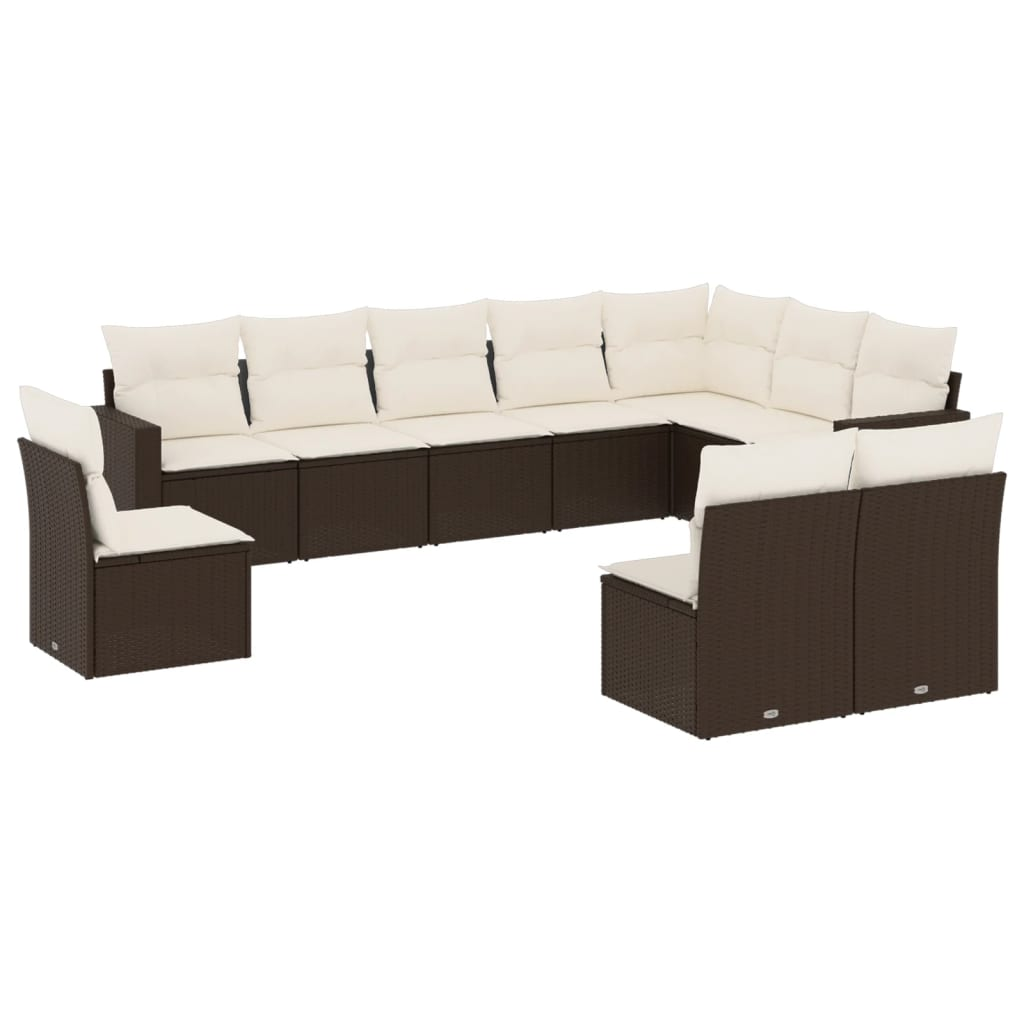 10 részes barna polyrattan kerti ülőgarnitúra párnákkal (3251450)