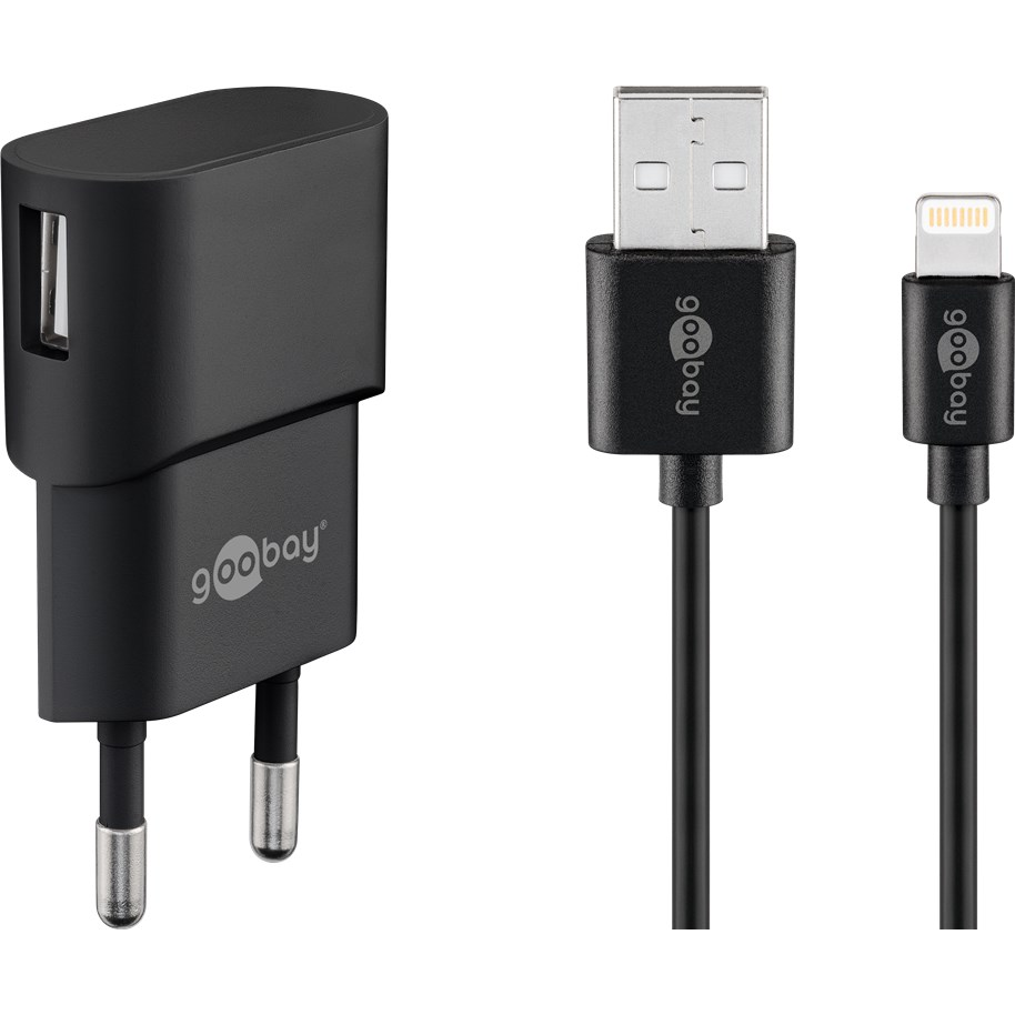 Goobay 45294 Lightning / USB-A Hálozati töltő készlet - Fekete (5W) (45294)