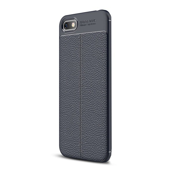 Szilikon telefonvédő (közepesen ütésálló, bőr hatású, varrás minta) SÖTÉTKÉK [Huawei Y5 2018 (Y5 Prime 2018)] (5996457781287)