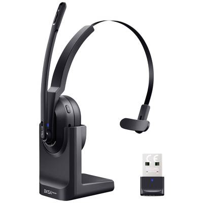 Eksa (H5) On Ear headset Bluetooth® Fekete mikrofon zajelnyomás, Noise Cancelling Headset, Bluetooth®-bázisállomással, Töltő- dokkoló állomással, Mikrofon (H5)