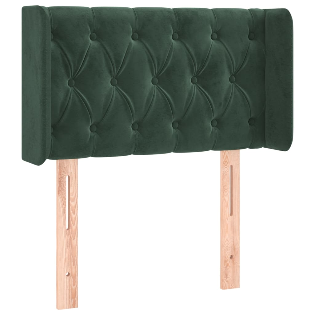 sötétzöld bársony fejtámla szárnyakkal 83x16x78/88 cm (3119137)