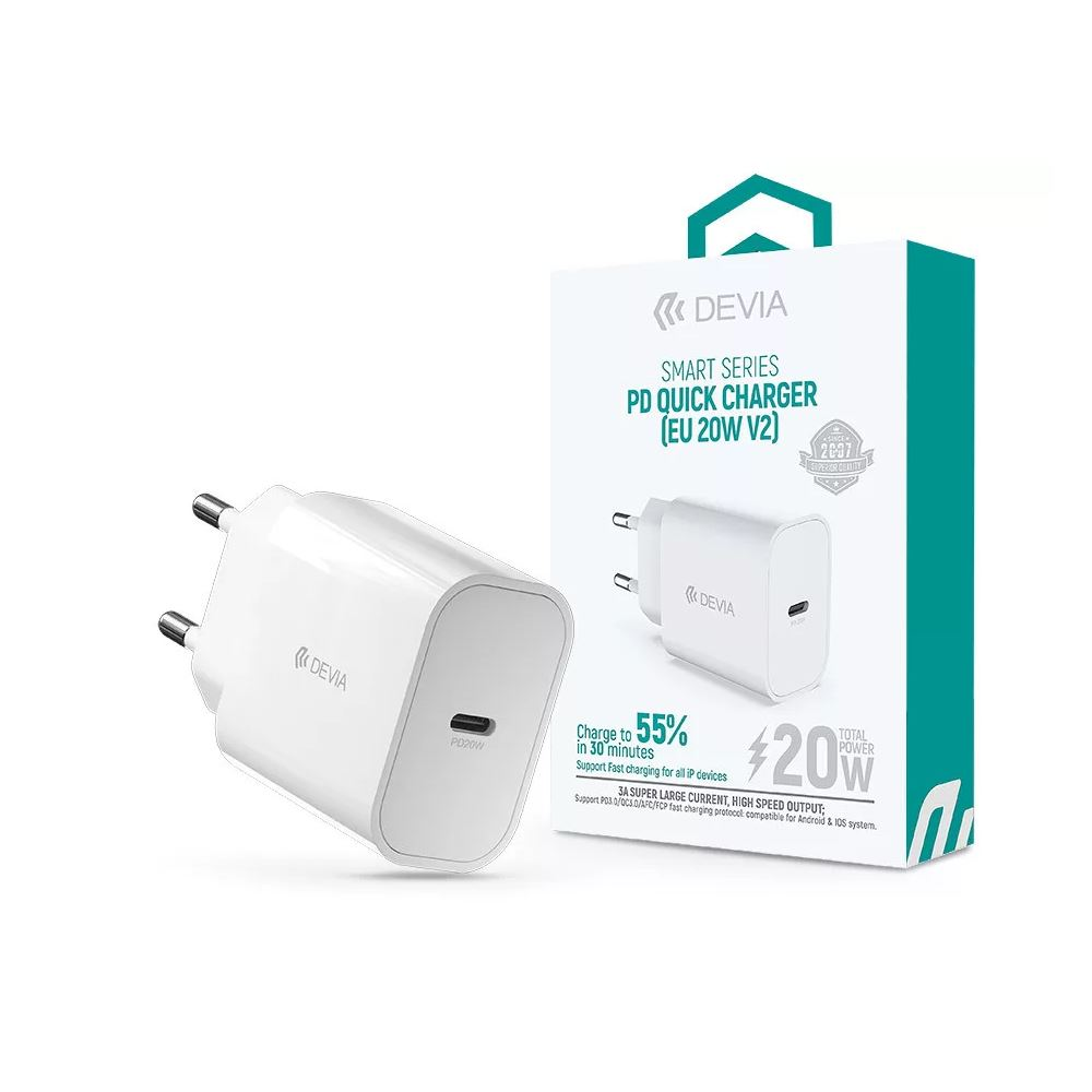 Devia USB-C hálózati töltő adapter fehér (ST383830) (ST383830)